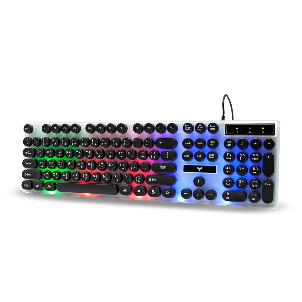 Gaming keyboard rgb led backlit mechanical gaming keyboard arabic layout luminous custom gaming electronic keyboard