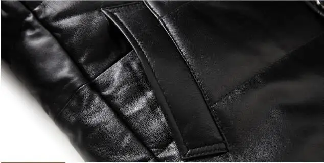 Genuine Leather Jacket Man Sheepskin Leather Down Coat Winter Mink Hair Collar