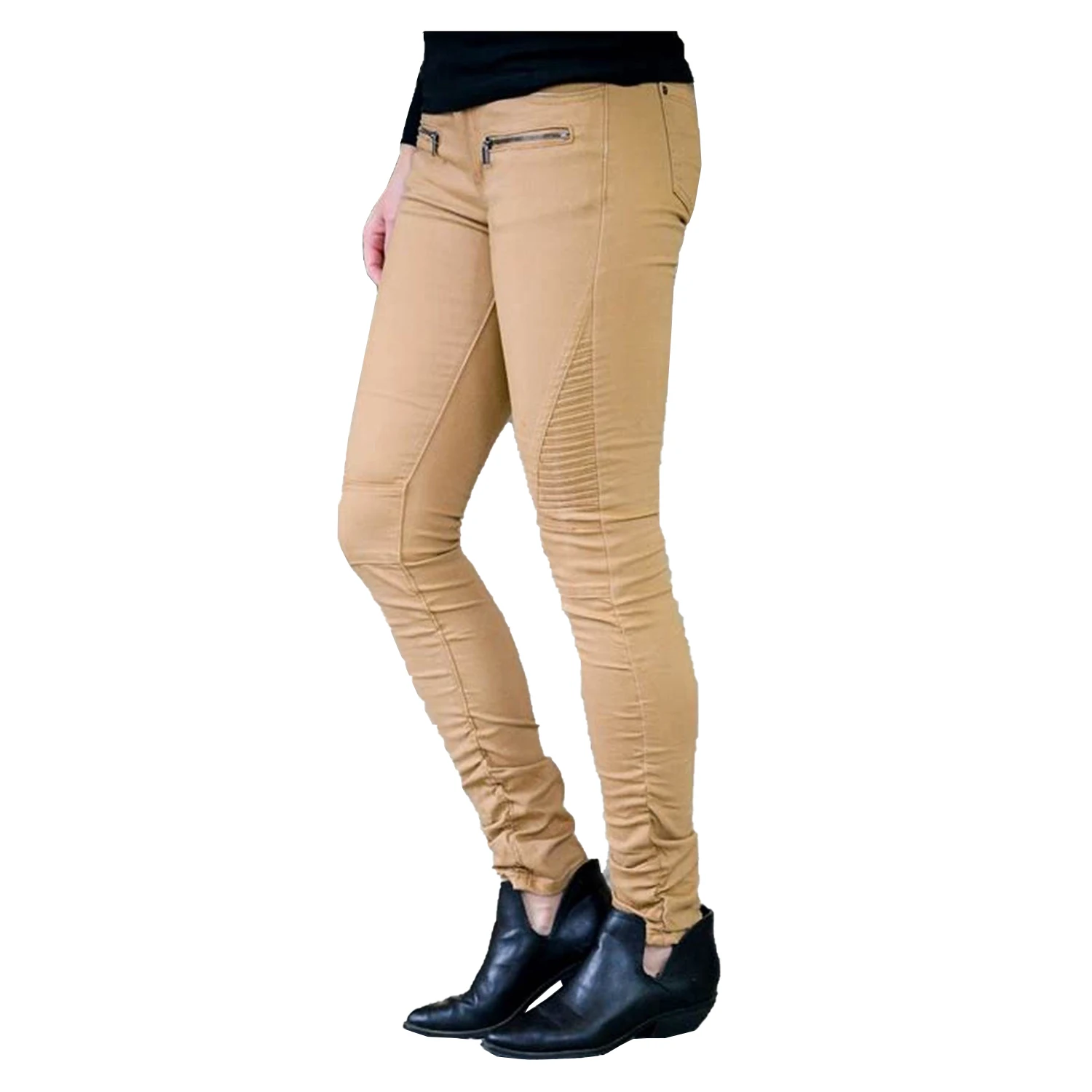Hot Selling Biker jean for ladies with AA Rated Aramid lining, Latest style ribbed design skinny jean for girl, Prime Protection