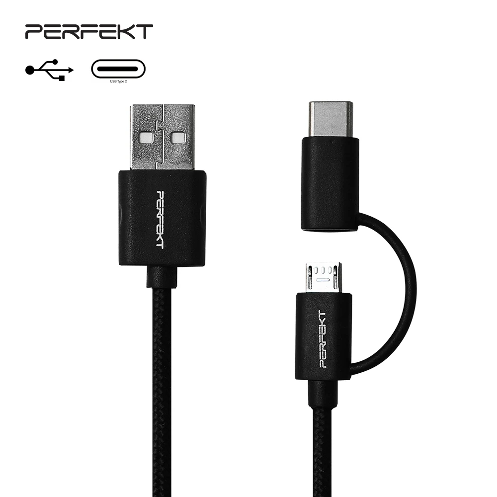
2-in-1 Nylon Braided USB to Micro USB Cable with USB C Connector 