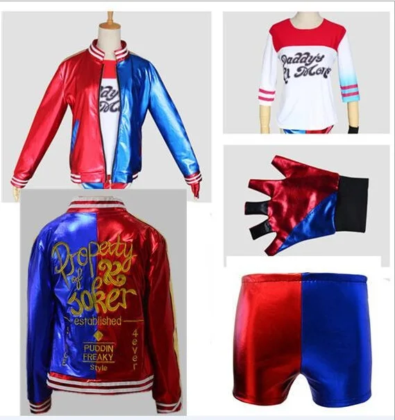 halloween party Harley Quinn joker Suicide Squad children cosplay clothes clothing costume jacket coat for kids and adult