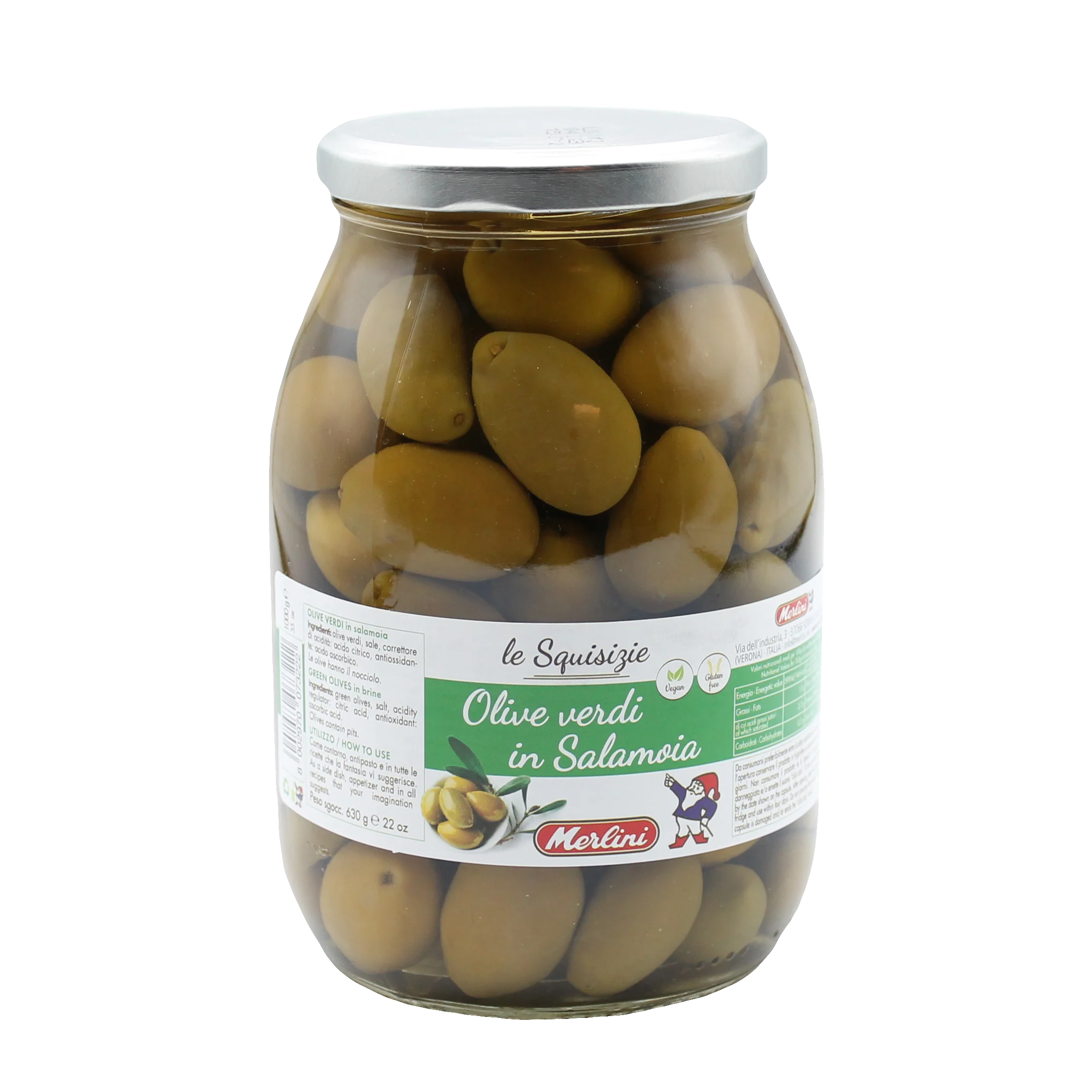 Made in Italy Preserved Green Olives 1000g Canned Green Big Olives with Stone Steamed Brc Ifs Sedex Salty 1 Kg Oil