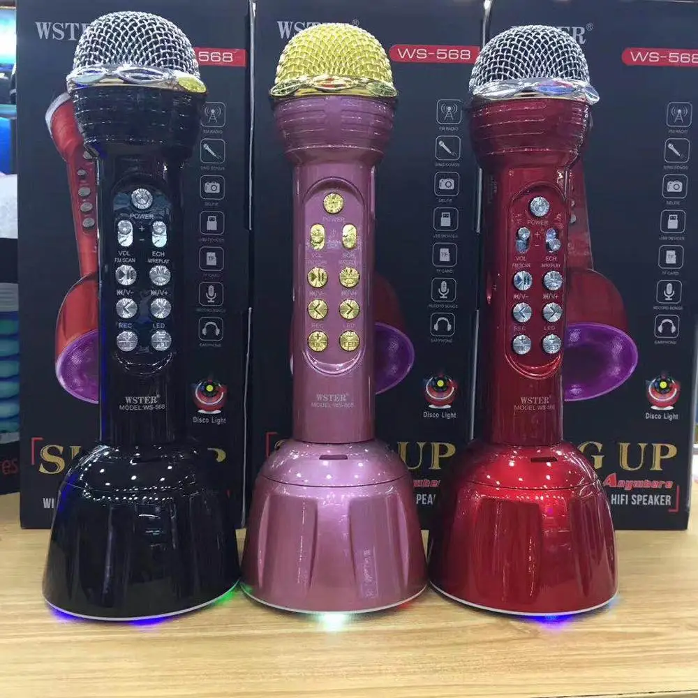  WS568 WSTER Поддержка USB TF карта fm-радио с дискотечным светом хорошее качество микрофон динамик