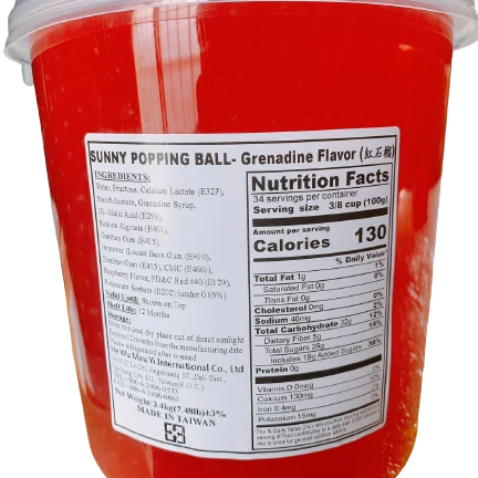 
Hot Sale Bubble Tea Wholesale Taiwan Grenadine Popping Boba Juice Ball 