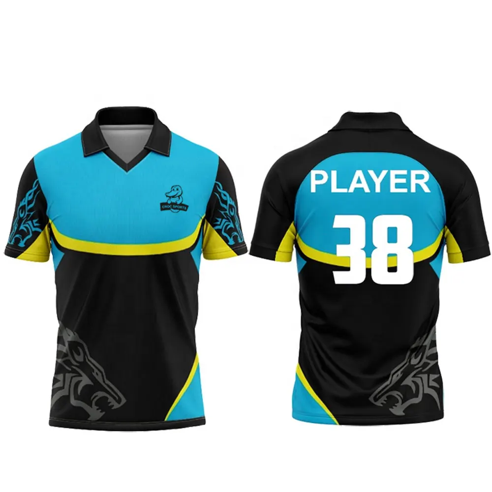 Custom Sublimation 100% Polyester High Quality Quick Dry Cricket Jersey Sports T Shirt