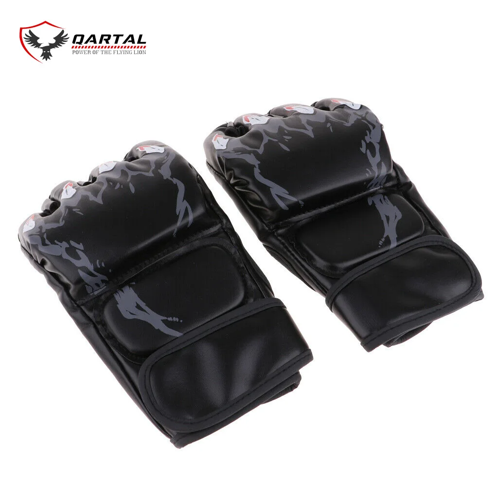 Best Quality Genuine Leather Half Finger MMA Boxing Sports Gloves Professional Fighting Training Gloves Custom Logo & Design