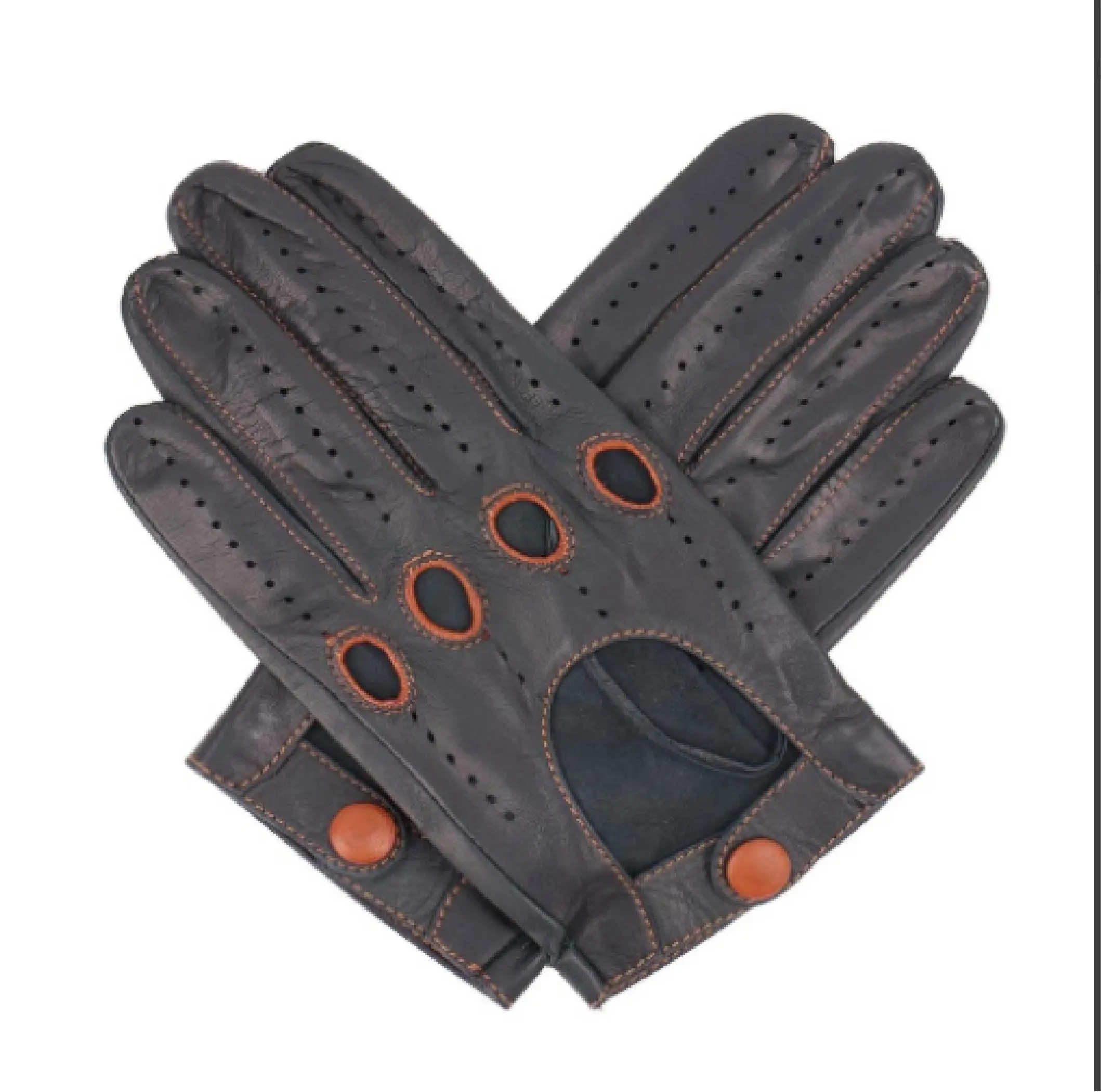 Мужские кожаные перчатки для вождения с половинной сеткой работают сенсорным экраном во время ношения идеально подходят теплой погоды