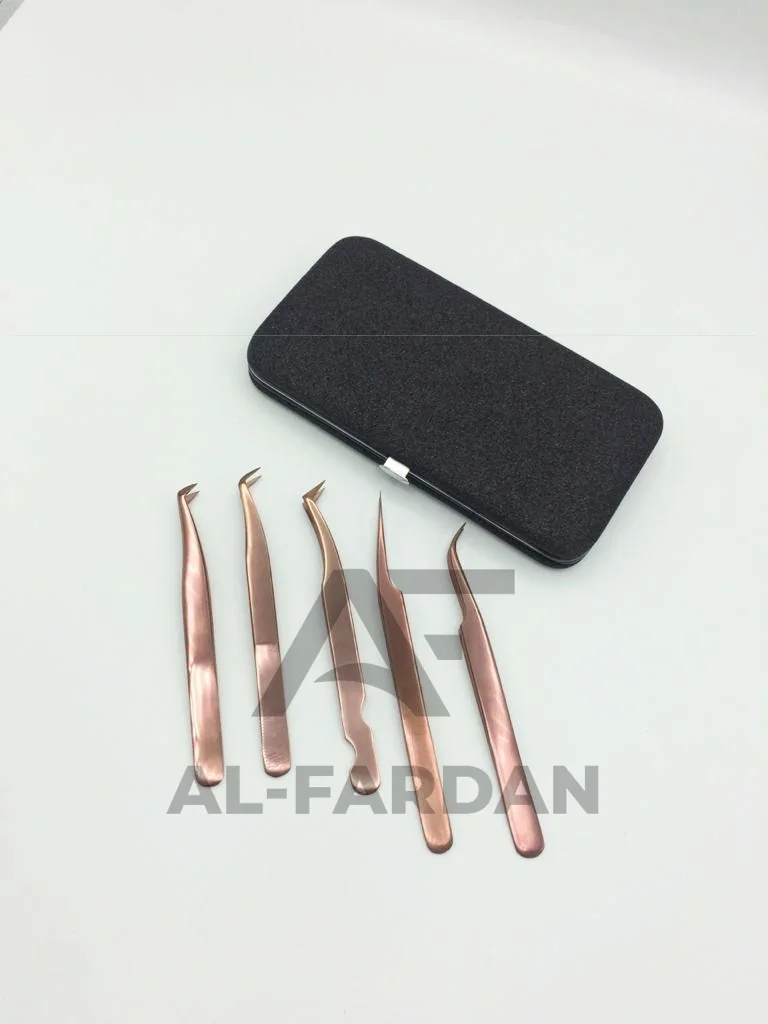 Sustainable Stainless Steel Tweezers For Eyelash Extension Rose Gold Titanium Color Custom Logo Russian Volume Boot Lash Tweezer