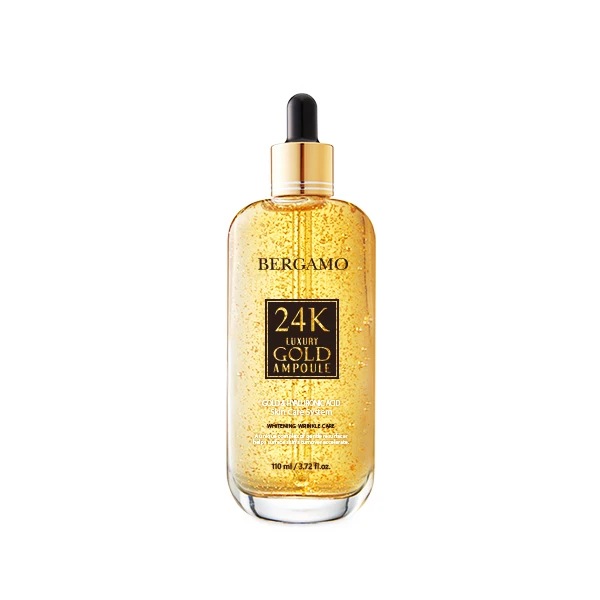 BERGAMO 24K LUXURY GOLD & HYALURONIC ACID AMPOULE 110ml total solution made in Korea enhance wrinkle care whitening none-sticky