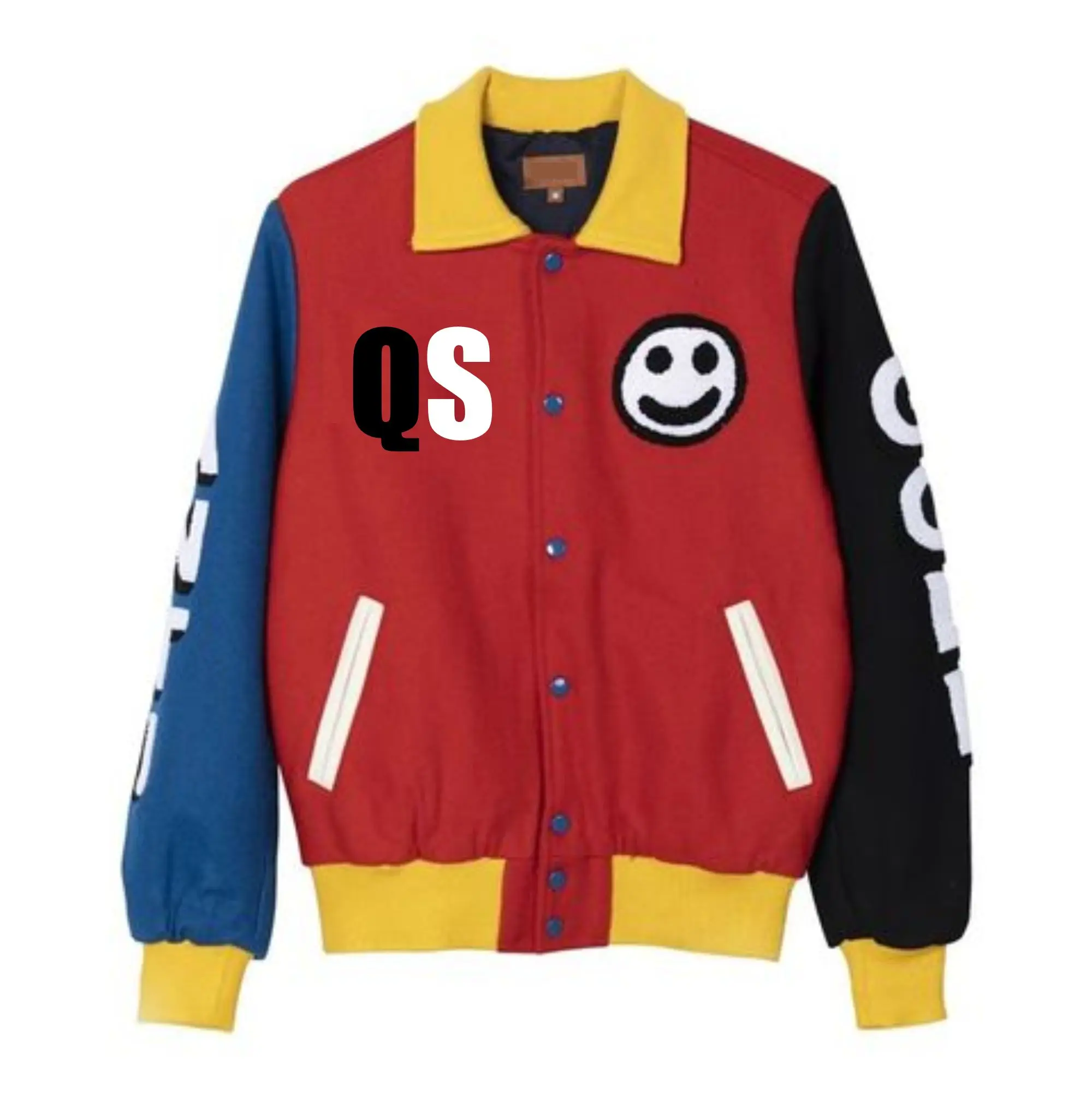 Куртка-бомбер Varsity Letterman в стиле ретро черная шерстяная и Золотая куртка с рукавами из натуральной кожи