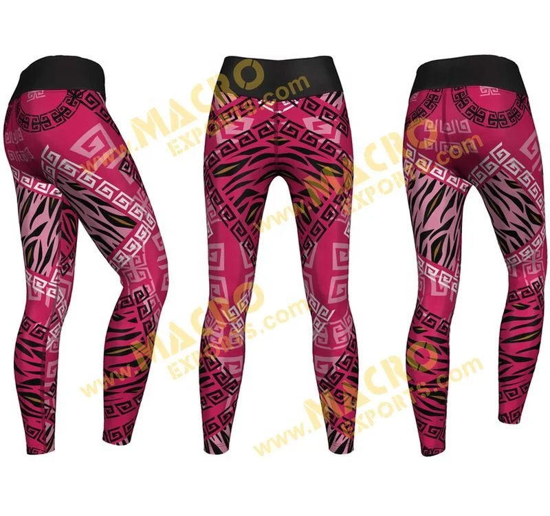 85% Polyester 15% Spandex Sublimated Leggings and Tights Latest Fitness Leggings 4 Way Stretch Women Pants Custom Packing onesie