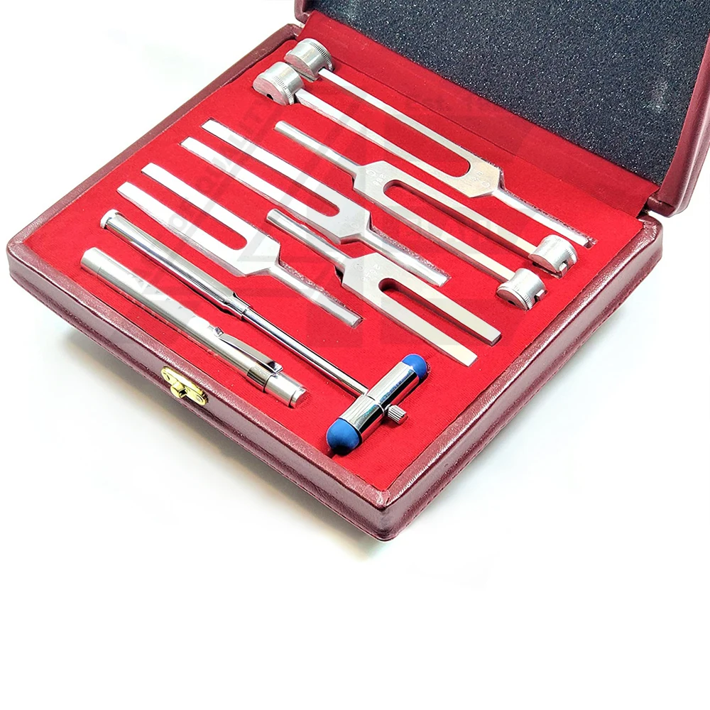 2021 Премиум Набор из 7 медицинских хирургических вилок хиропрактика физические диагностические инструменты с кожаным чехлом