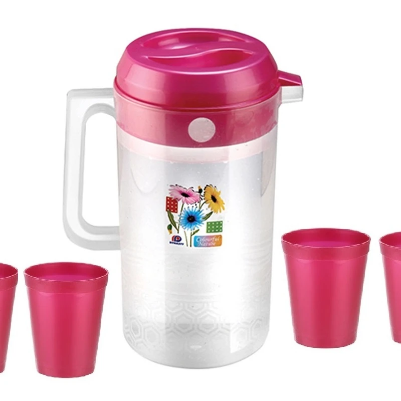 Food Grade BPA Free Microwave Plastic Water Jug  - 3000 ml with 4 Tumbler 300 ml