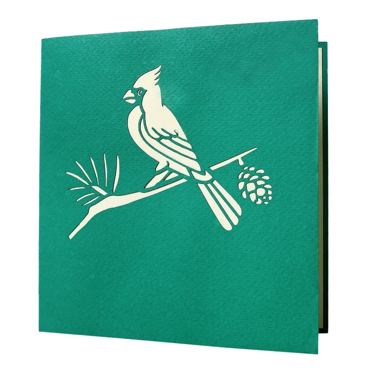 Wholesale Price Vietnam Custom Design and Manufacturer Cardinal Bird Animal 3D Pop Up to Invitation or greeting Birthday card