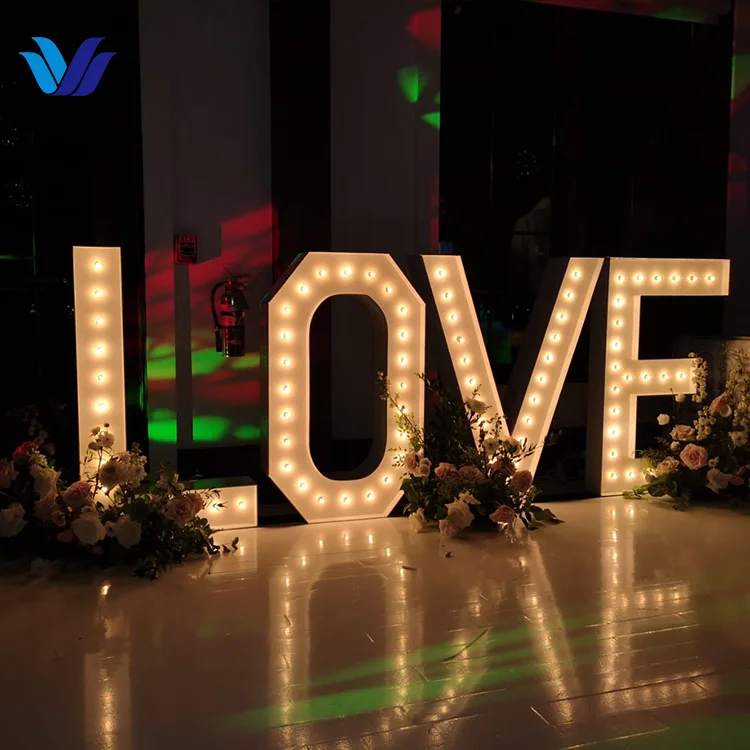 Hongsen Manufacturer Custom 3ft 4ft Light up Numbers Wedding Decor Sign Marquee Letter Giant Led Numbers