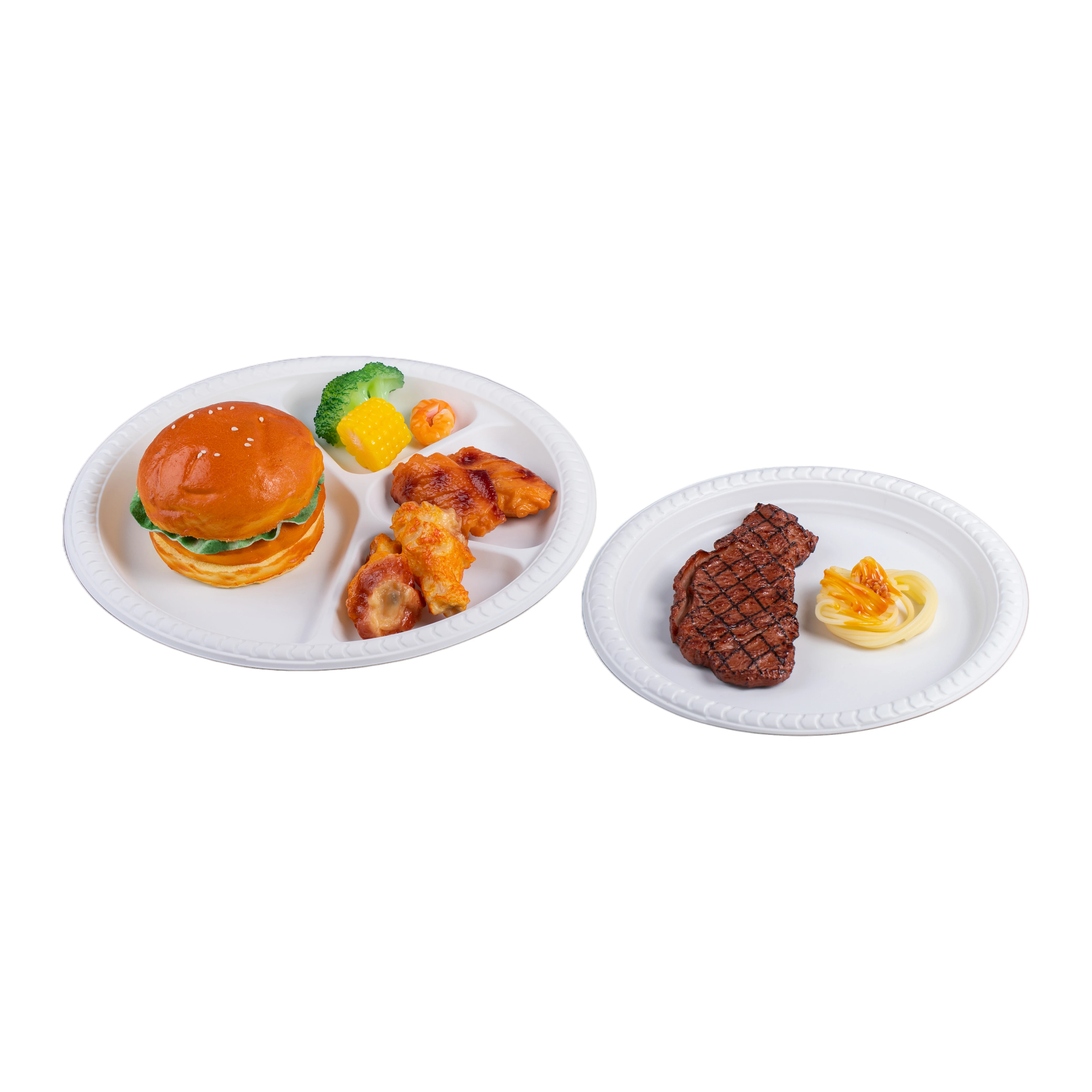 Biosano biodegradable disposable takeaway custom wheat straw food packaging container round dessert breakfast tray pasta plate