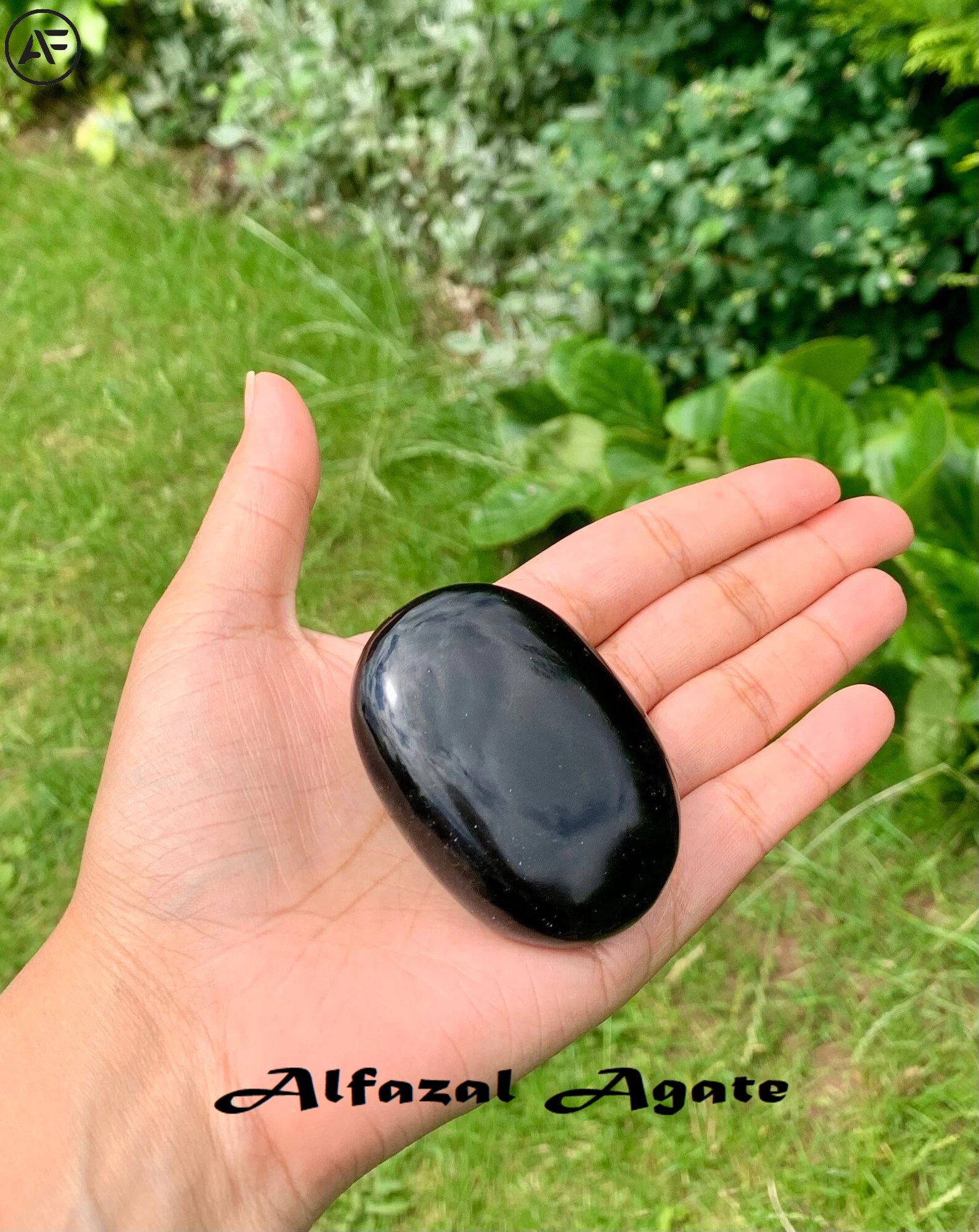 Wholesale Black Obsidian Palm Stone Crystal For Gifts Alfazal Agate