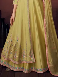 Stitched Silk Embroidered Anarkali Suit Set Traditional Woven Thread Work Handmade Handcrafted Parties Festivals Functions