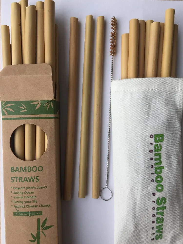 Wholesale Price Vietnam Factory Natural and organic bamboo straw set bamboo straw with brush Customized Bamboo Straw