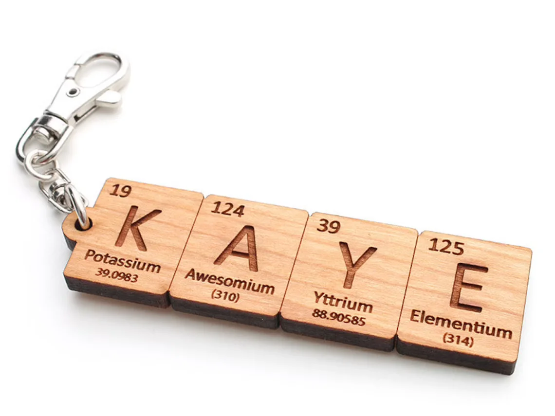 Custom Periodic Table Element Name Key Chain Backpack Clip  Custom Chemistry Gift for Science Geeks and Teachers