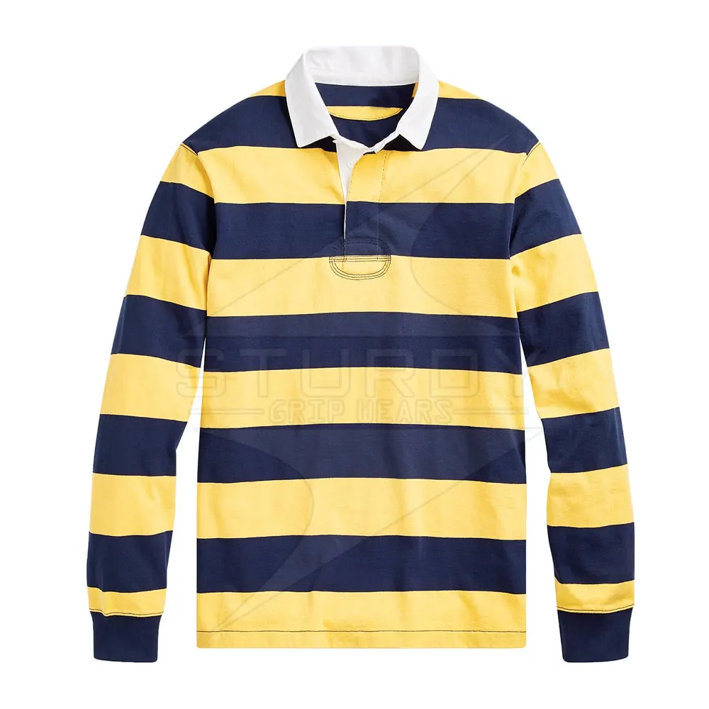 Быстросохнущие мужские трикотажные изделия для регби хлопковая ткань окрашенные полосы длинные