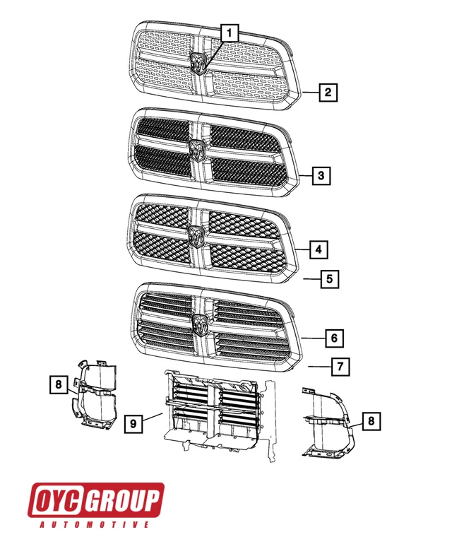 2013-2022 68302660AB 68192368AA Active Shutter CAR Grille