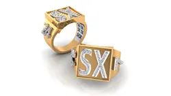 14kt yellow Gold  championship Ring Real EF VS lab Diamond Ring for men