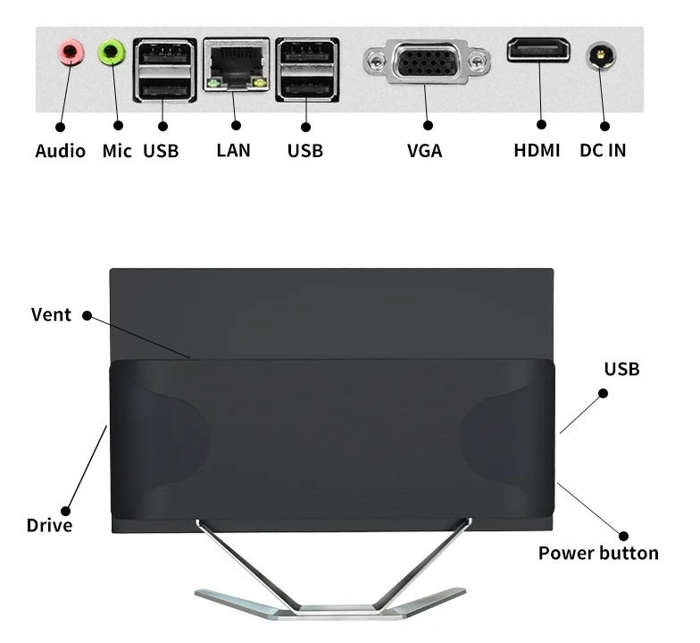Computer Desktop High Speed Gamer 21.5/ 23.8 inch with I9 I7 I5 I3 With Cpu Ram Ssd Diy All In One Pc Computer