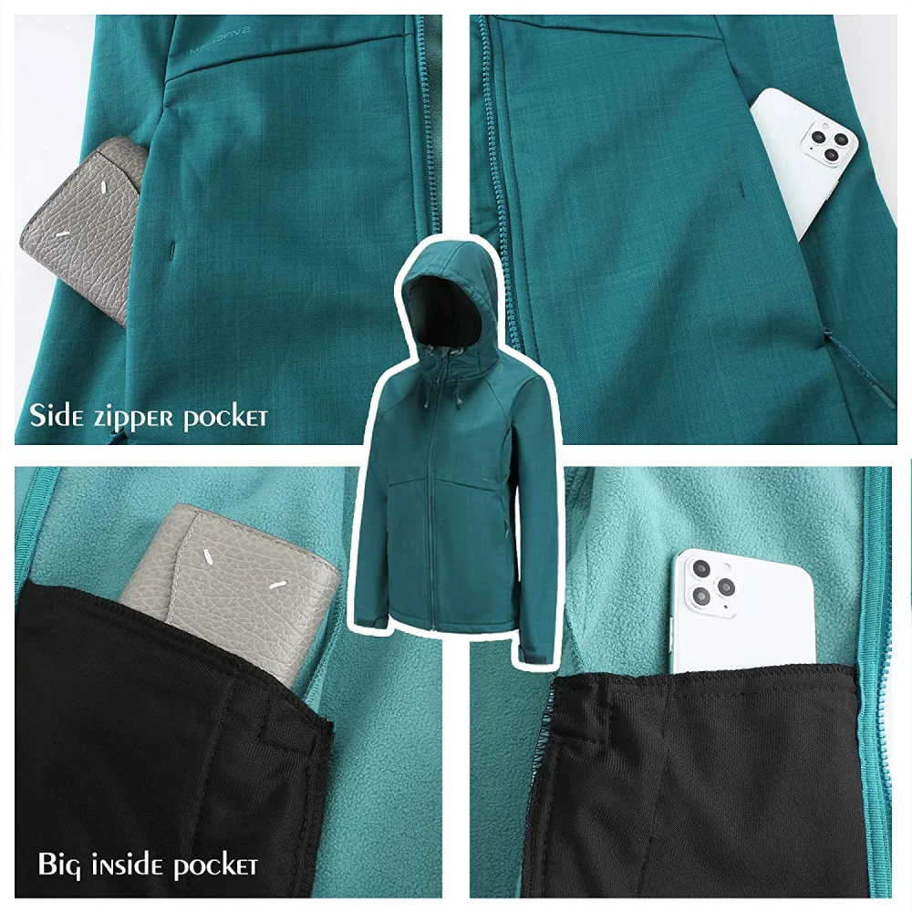 women soft shell jacket with hoodie