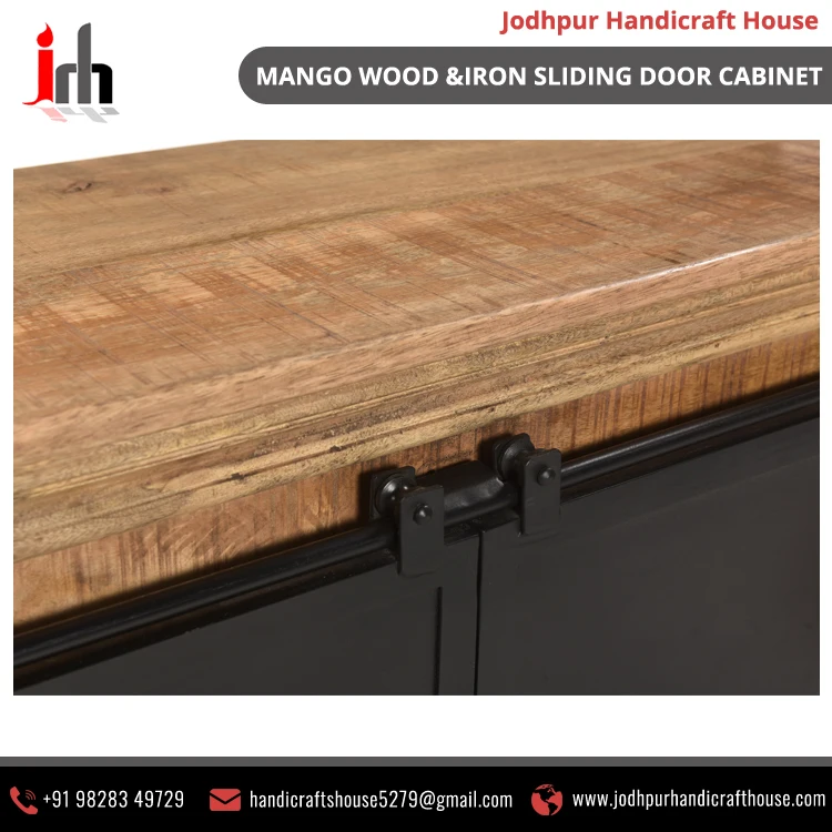  Новый дизайн деревянный металлический шкаф из манго с двумя раздвижными дверцами и 4 ящиками
