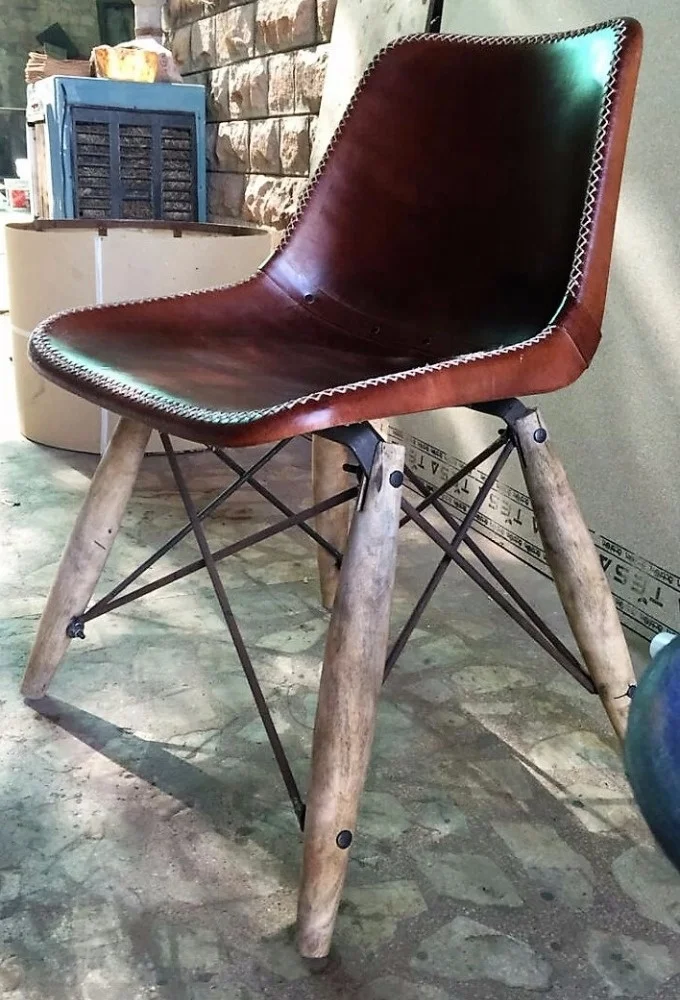 India Industrial Dining Chair , Leather Dining Chair, Restaurant Furniture
