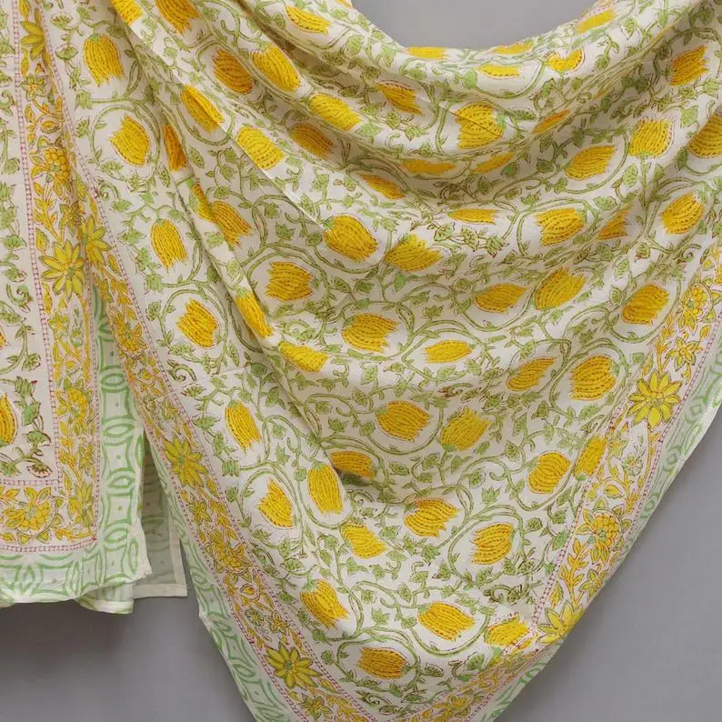 Шарфы с блочным принтом индийский хлопковый саронг ручной работы пляжный парео