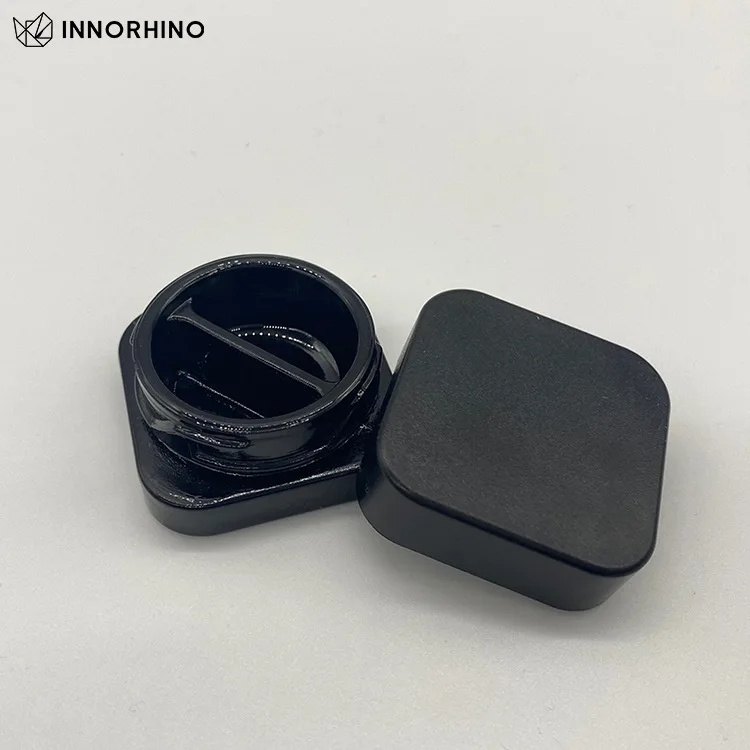 Black Glass Jar Container 2 3 Way Divider Cr Child Resistance Lid Cap Concentrate Solid Wax Kief Center