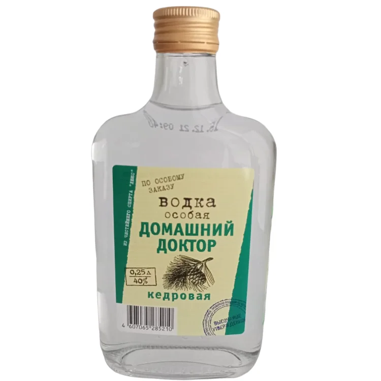 Русская натуральная водка Премиум-Качества 40% «Семейный врач» (кедр) 250 мл в стеклянной бутылке