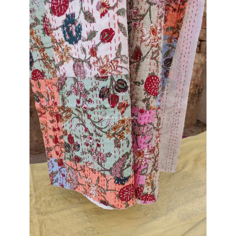 Индийское разноцветное покрывало Gudari ручной работы Хлопковое одеяло Kantha красивое домашнее украшение оптом