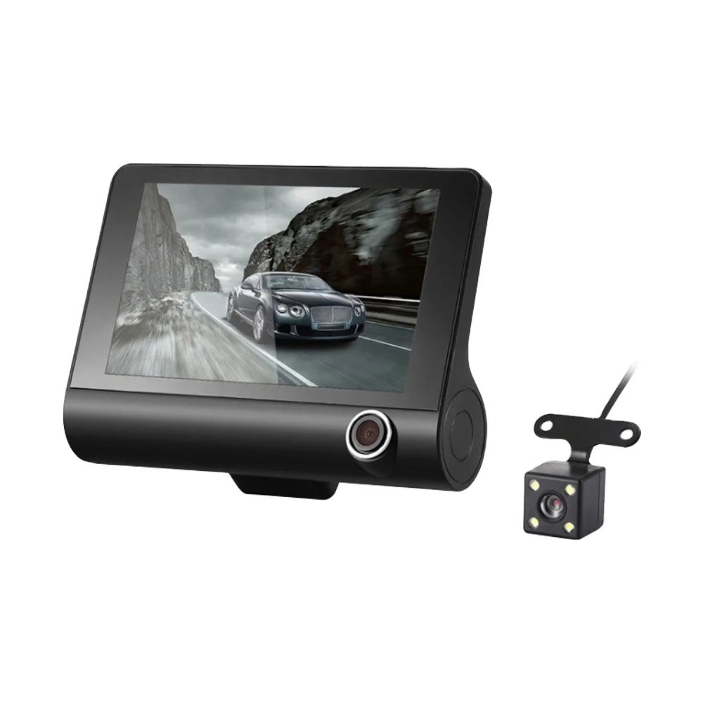 Custom Car Black Box 3 Cameras 4.0 inches Screen HD 1080P Car DVR Dash Cam With Rearview Camera