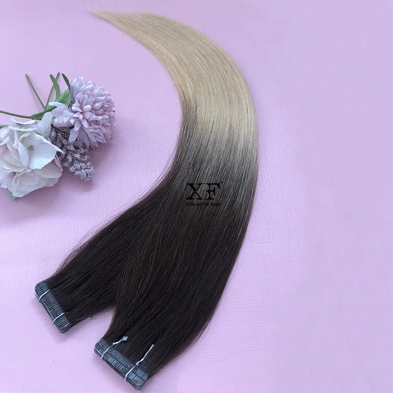 Factory Supply Attractive Price 10A Grade Ombre Balayage #4/613 Color Brazilian Remy Hair Tape Hair Extensions