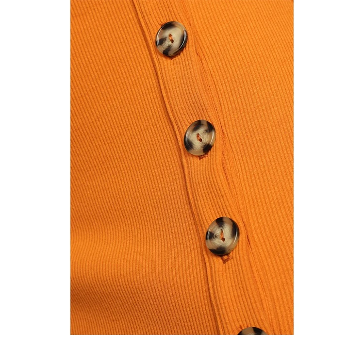 Orange Ribbed Twist-Front Cutout Midi  wide straps A V-neckline  Twist-Front Bodice  A Cutout  Waist Women Casual Dress