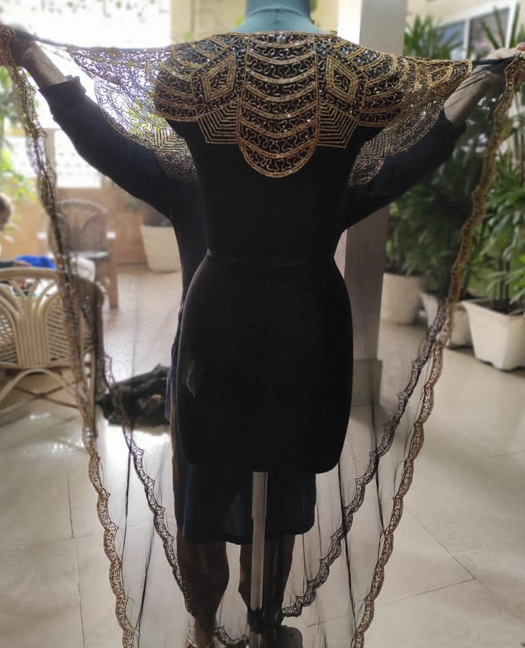 Beading Hand Embroidered Full Sleeve Farasha kaftan dress