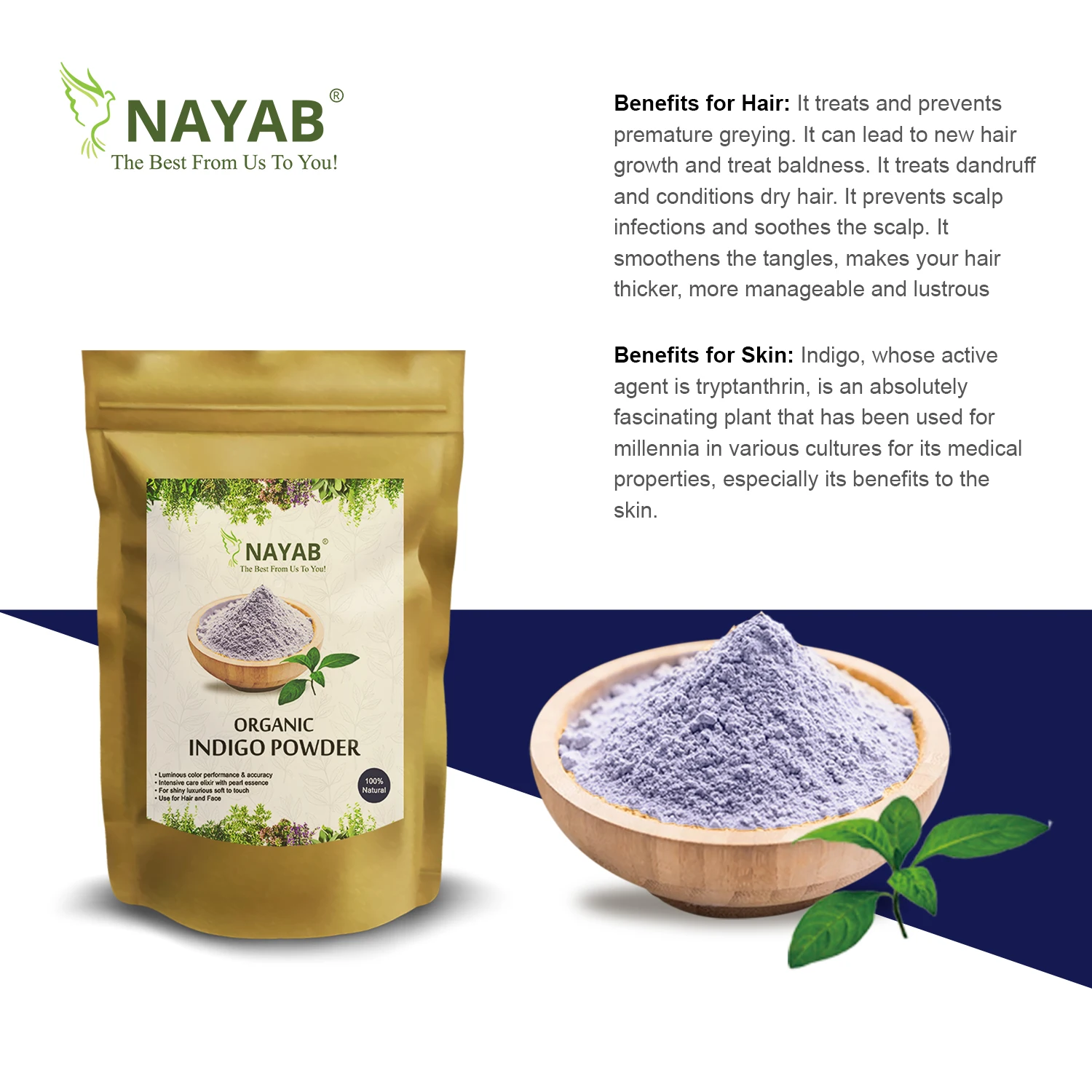Порошок Индиго для волос натуральная краска порошок 100% органический травяной тройного рафинирования производство по хорошей цене