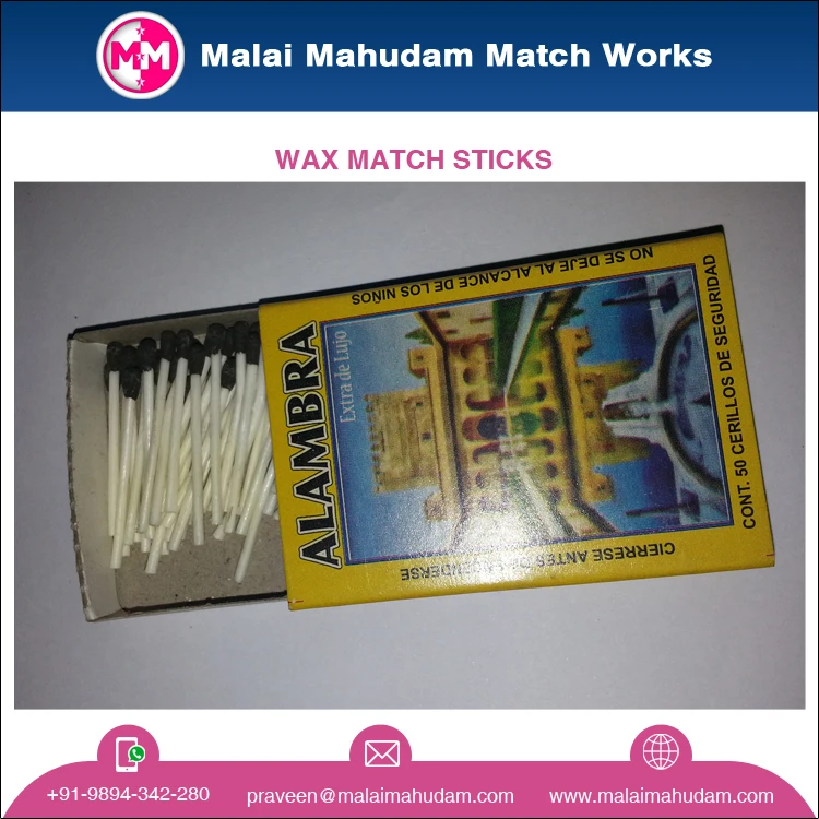 Wholesale Selling Top Notch Quality White Color Wax Matches