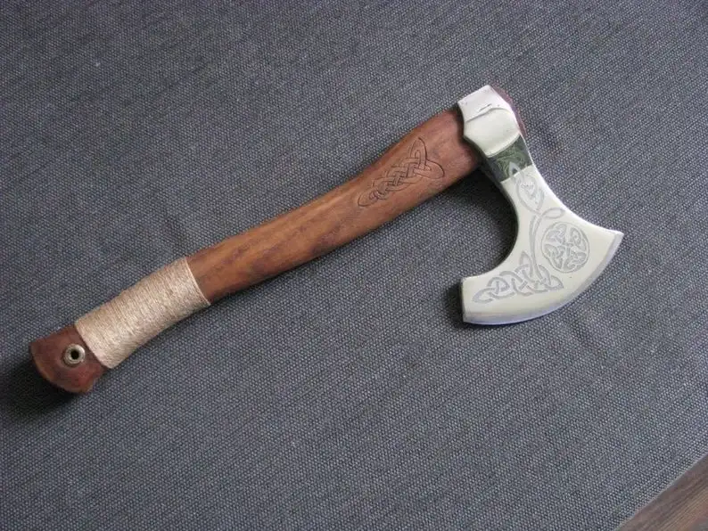 Ручной Кованый топор викингов с гравировкой на голове и ручке выгравированный вручную