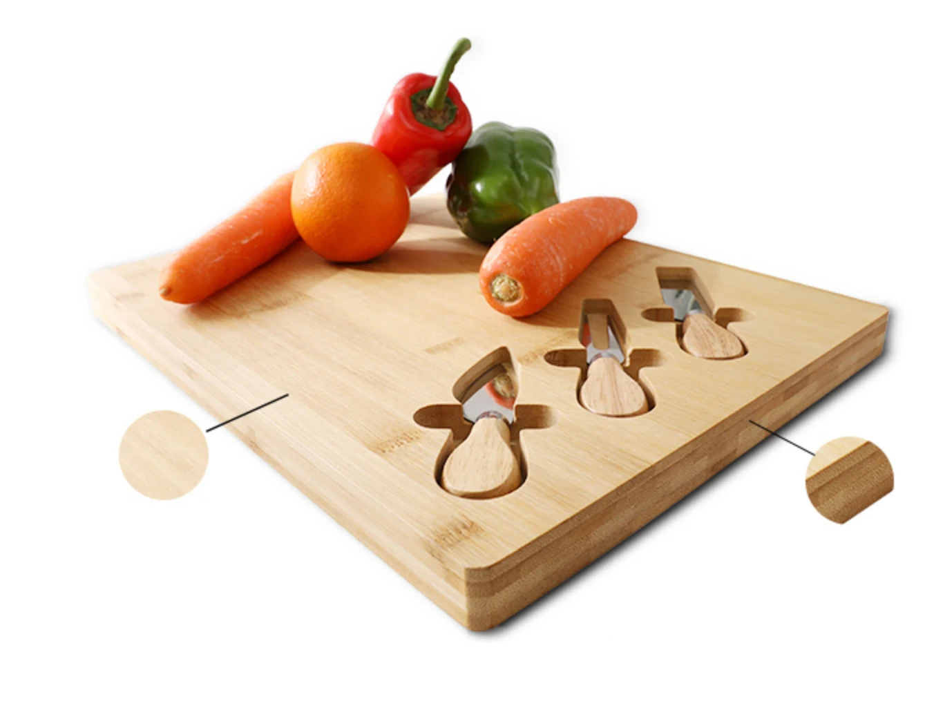 4 шт. деревянные ножи для кемпинга с бамбуковым сыром