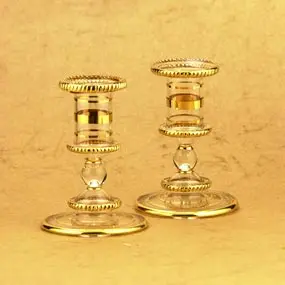 Unique hand blown glass 24 crt gold decorated Egyptian Candle Holders