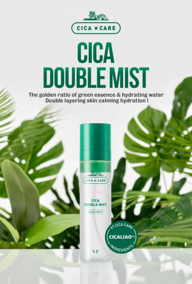 VT CICA DOUBLE MIST Fine mist spray nozzle Serum Natural Organic ampoule double layering effect skin Korea cosmetic K-beauty