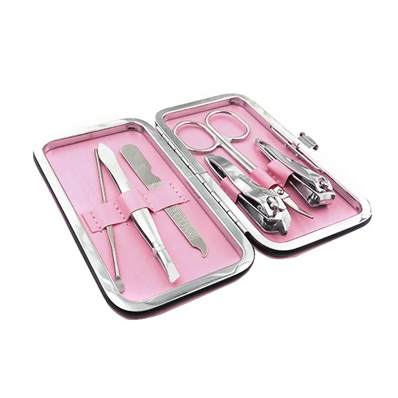 Набор для маникюра из нержавеющей стали, 6 шт., набор инструментов для маникюра в цветном полиуретановом чехле