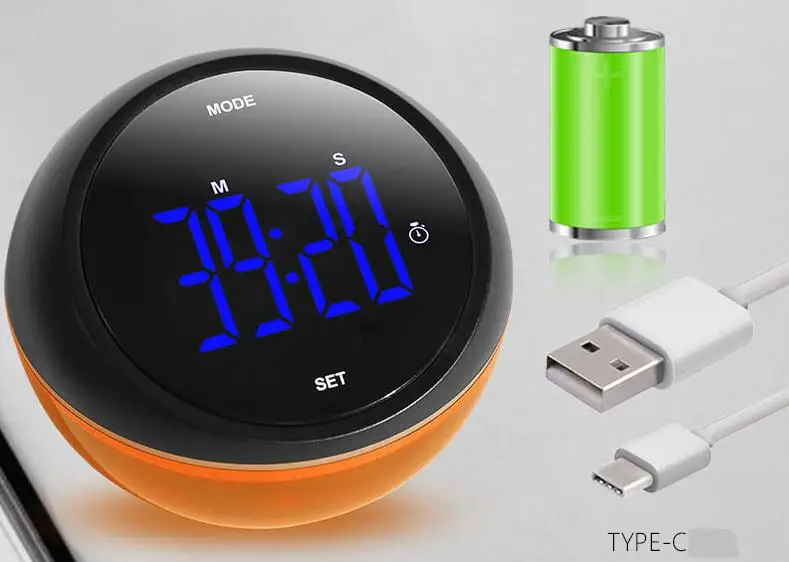 USB-Зарядка Светодиодный Дисплей Вращение настройки отсчет вниз/вверх Таймер Будильник с ночником