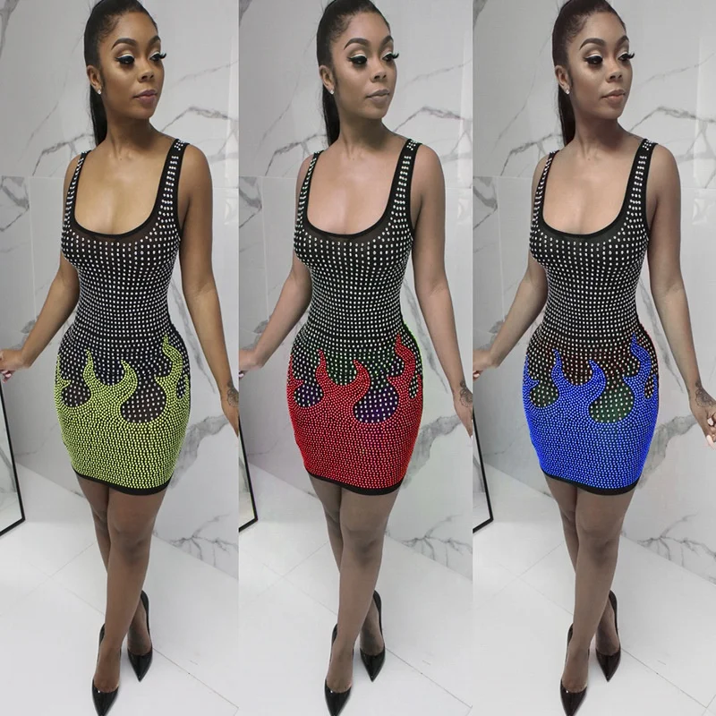 2021 Lazada Club woman dress high fashion slip  woman dress casual print woman summer dress knitted