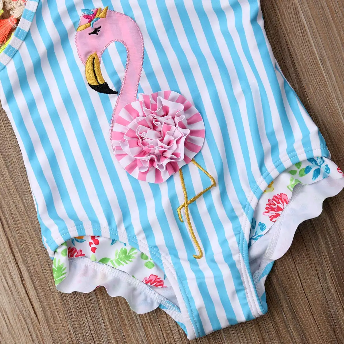 
Kids toddler baby girl one-piece swimwear bathing suits beach wear with flamingo print 