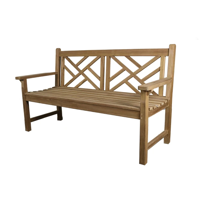  Уличная мебель из массива тикового дерева на 2 сиденья с перекрестной спинкой